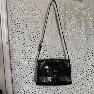 Brighton Black Crocodile-Pattern Shoulder Bag